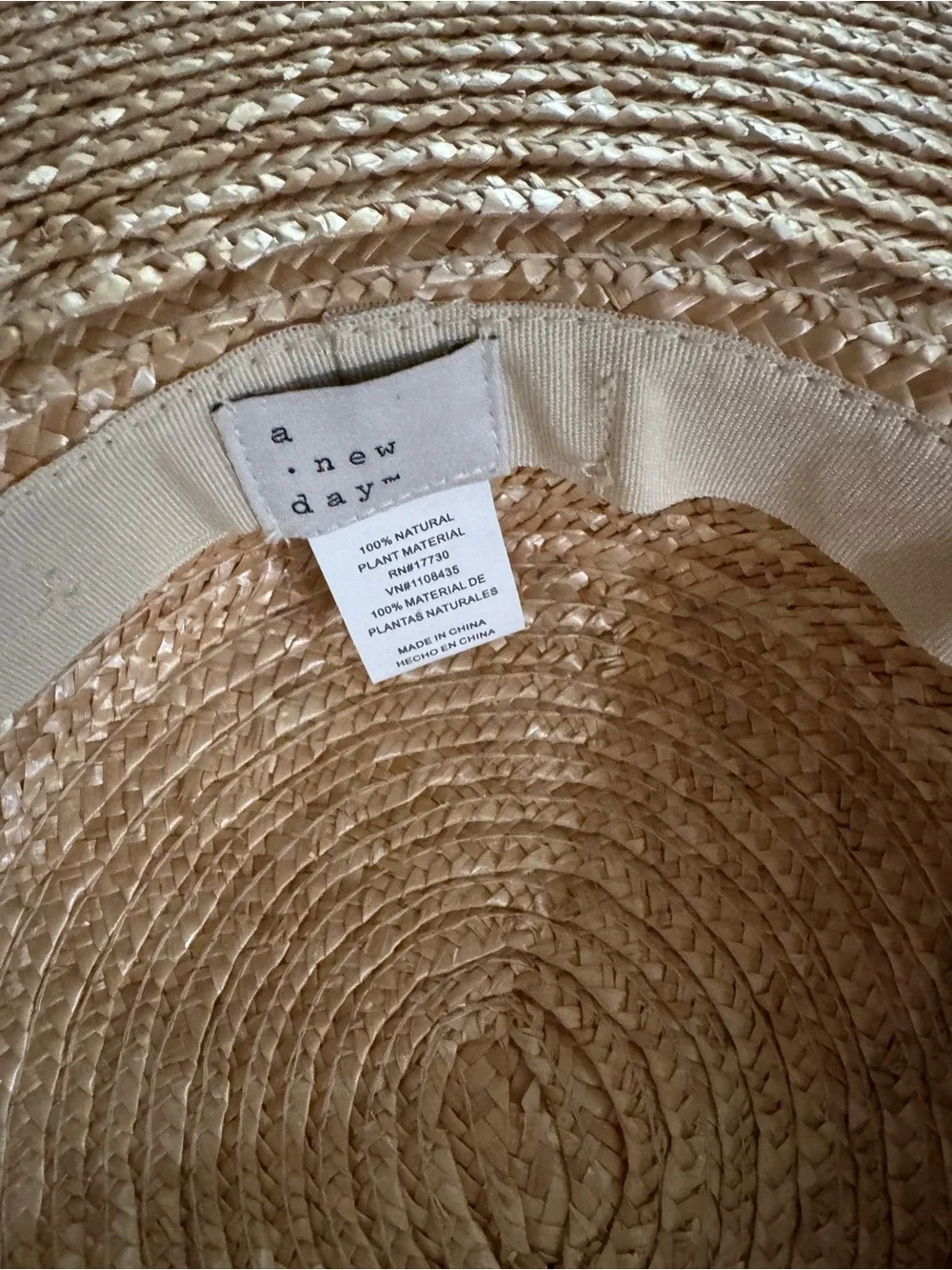 Wide Brim Straw Sun Hat - Natural Gold Tone